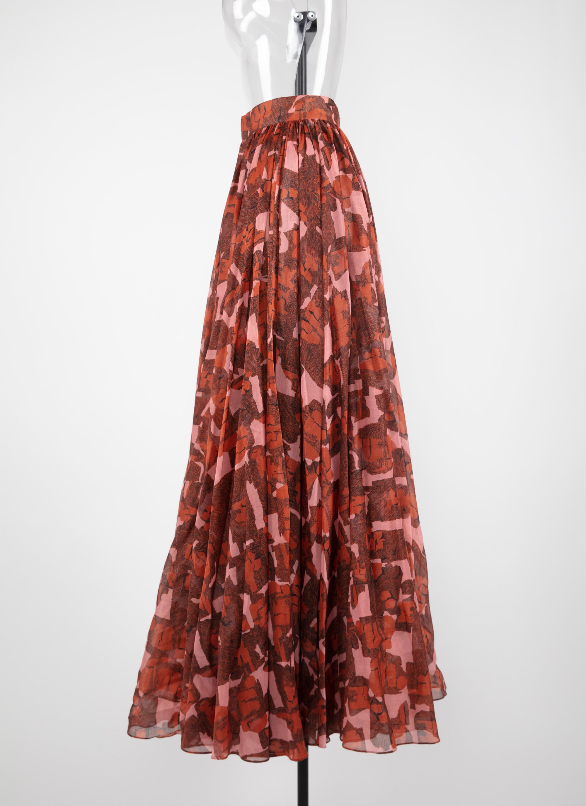 Jupe longue Archipel en soie - Rose & Rouge