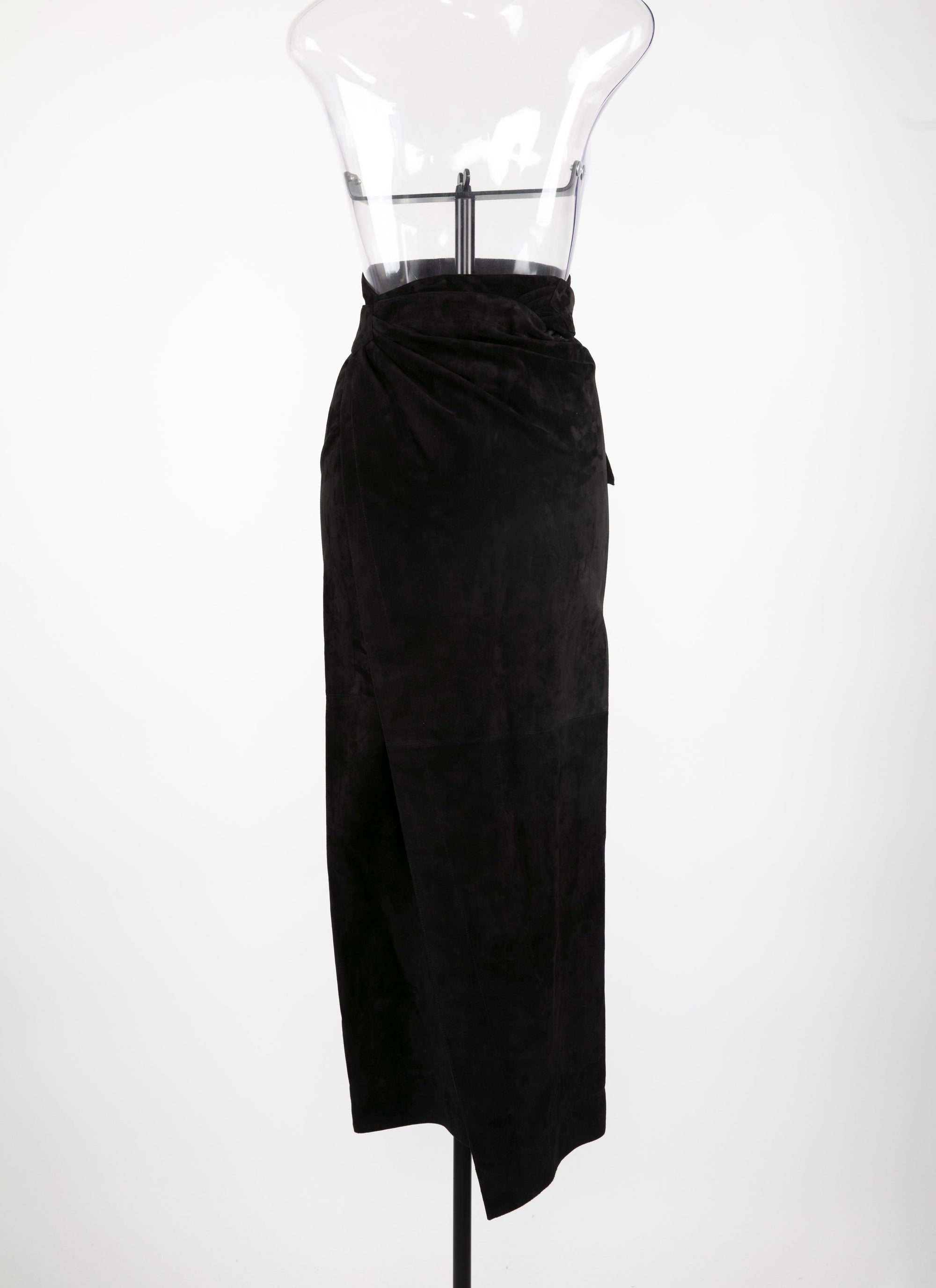 Suede leather maxi skirt - Black