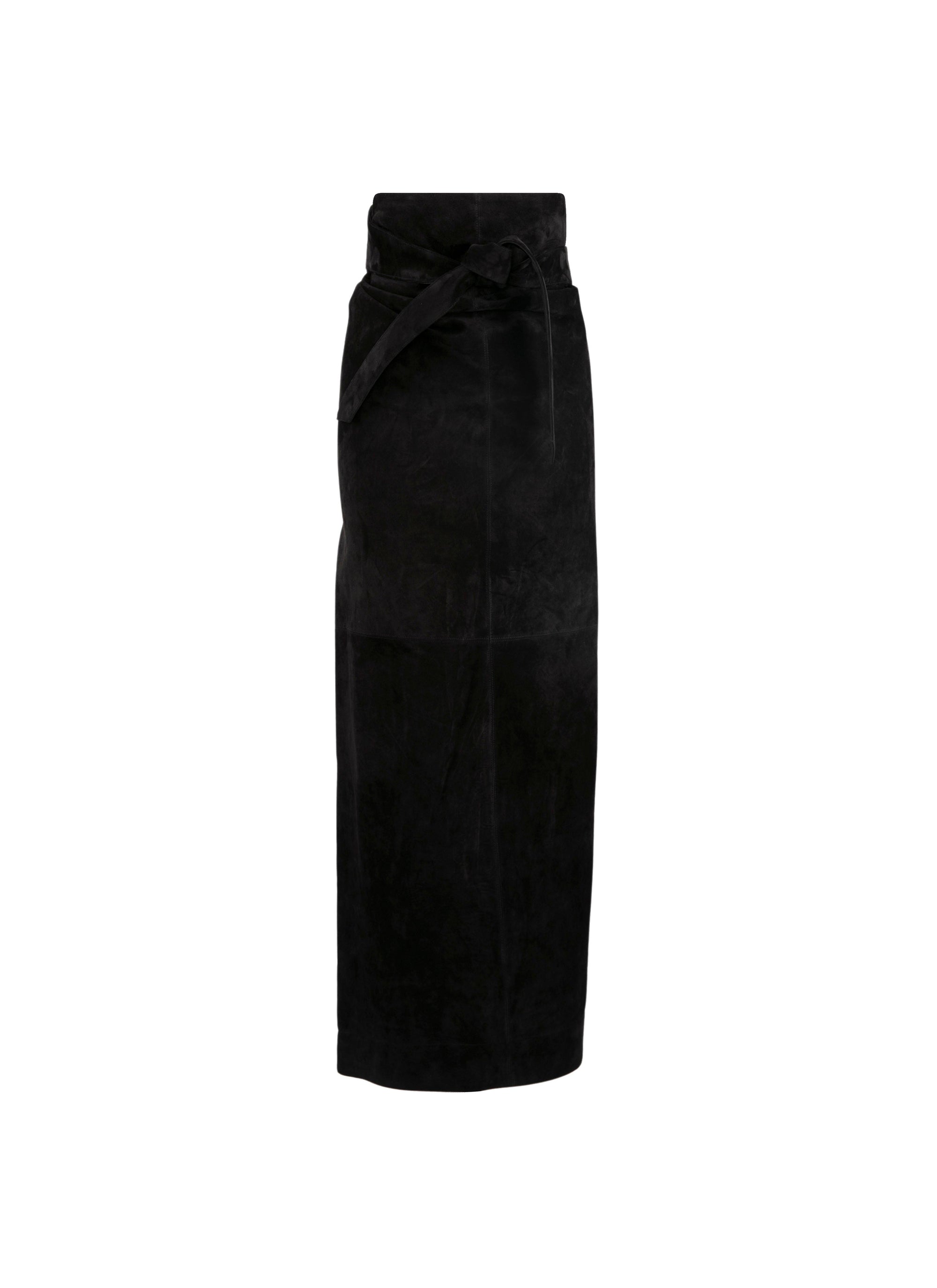 Suede leather maxi skirt - Black