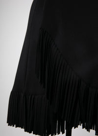 Jupe à franges en laine - Noir