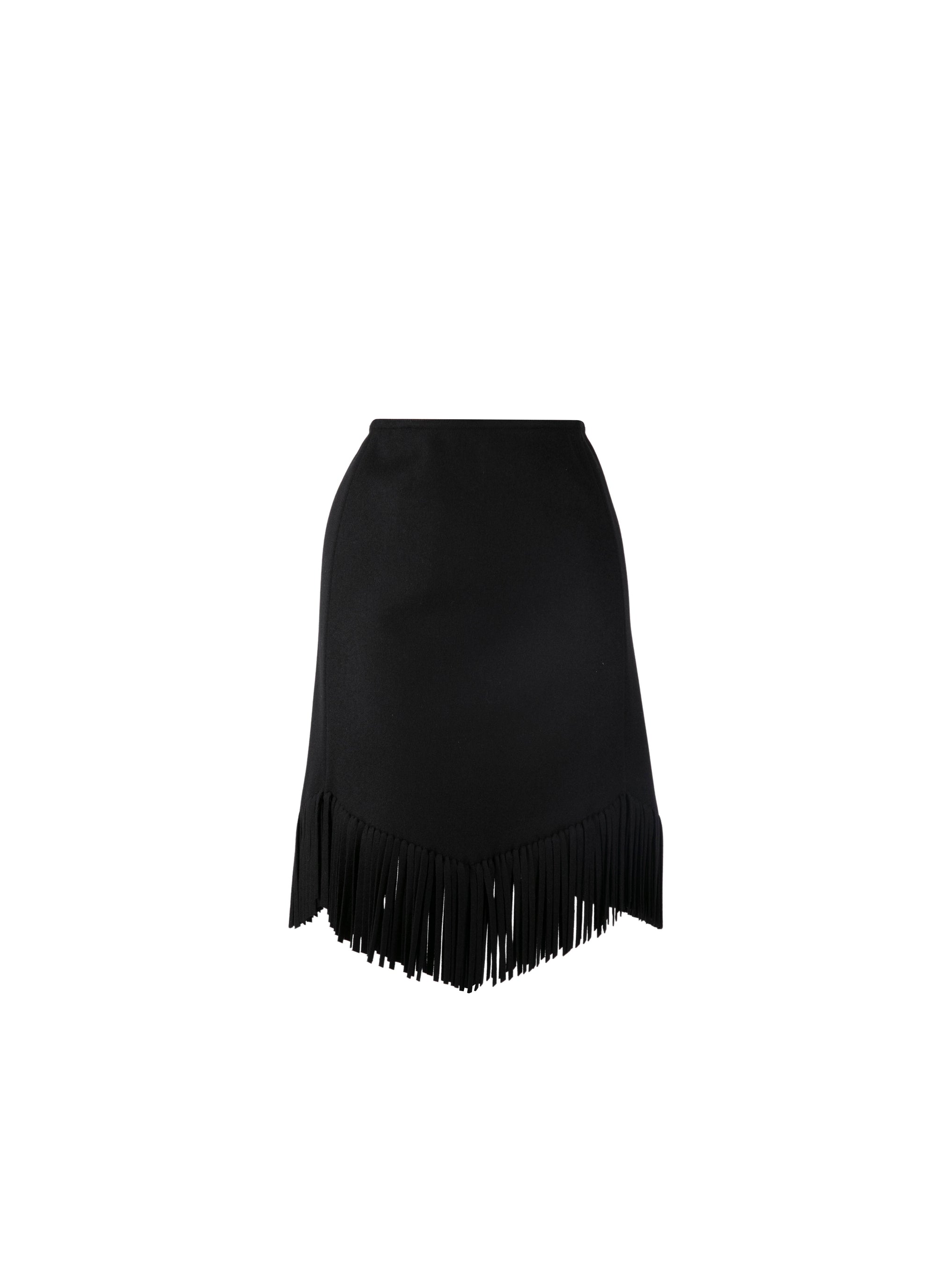 Jupe à franges en laine - Noir