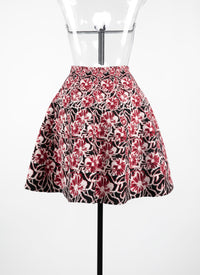 Jupe courte Plumeria en laine - Rouge & Nude