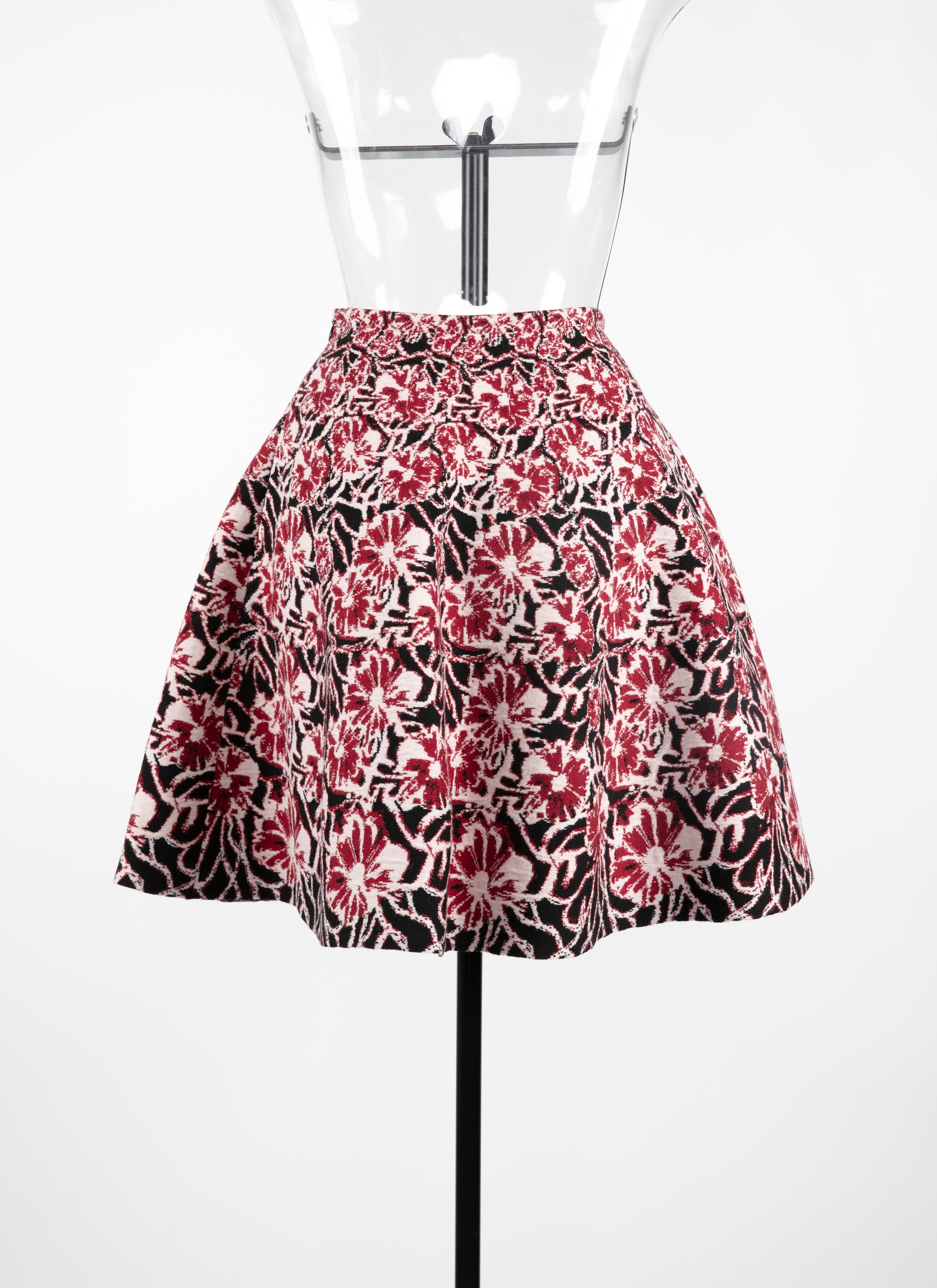 Jupe courte Plumeria en laine - Rouge & Nude