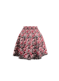 Jupe courte Plumeria en laine - Rouge & Nude