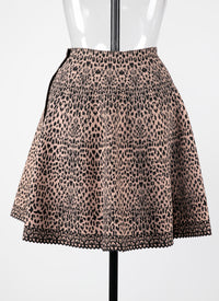 Short skirt with lynx print - Flesh & Black