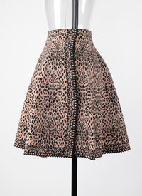 Short skirt with lynx print - Flesh & Black