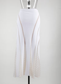 Jupe longue en dentelle - Blanc