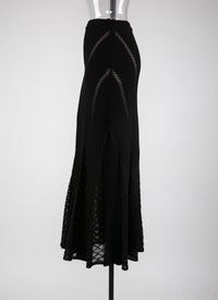 Long skirt in lace - Black