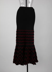 Wool fitted maxi skirt - Black & Red