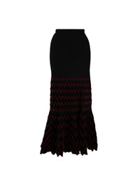 Wool fitted maxi skirt - Black & Red