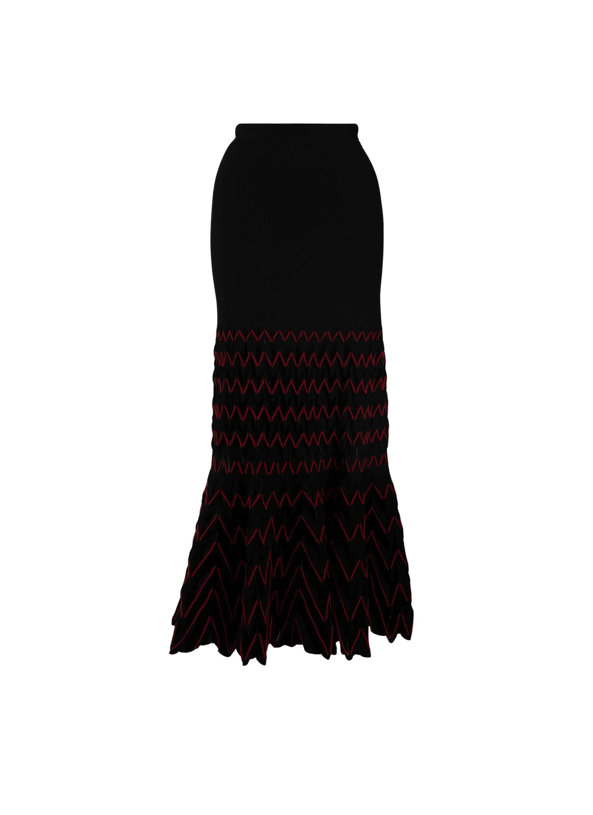Wool fitted maxi skirt - Black & Red