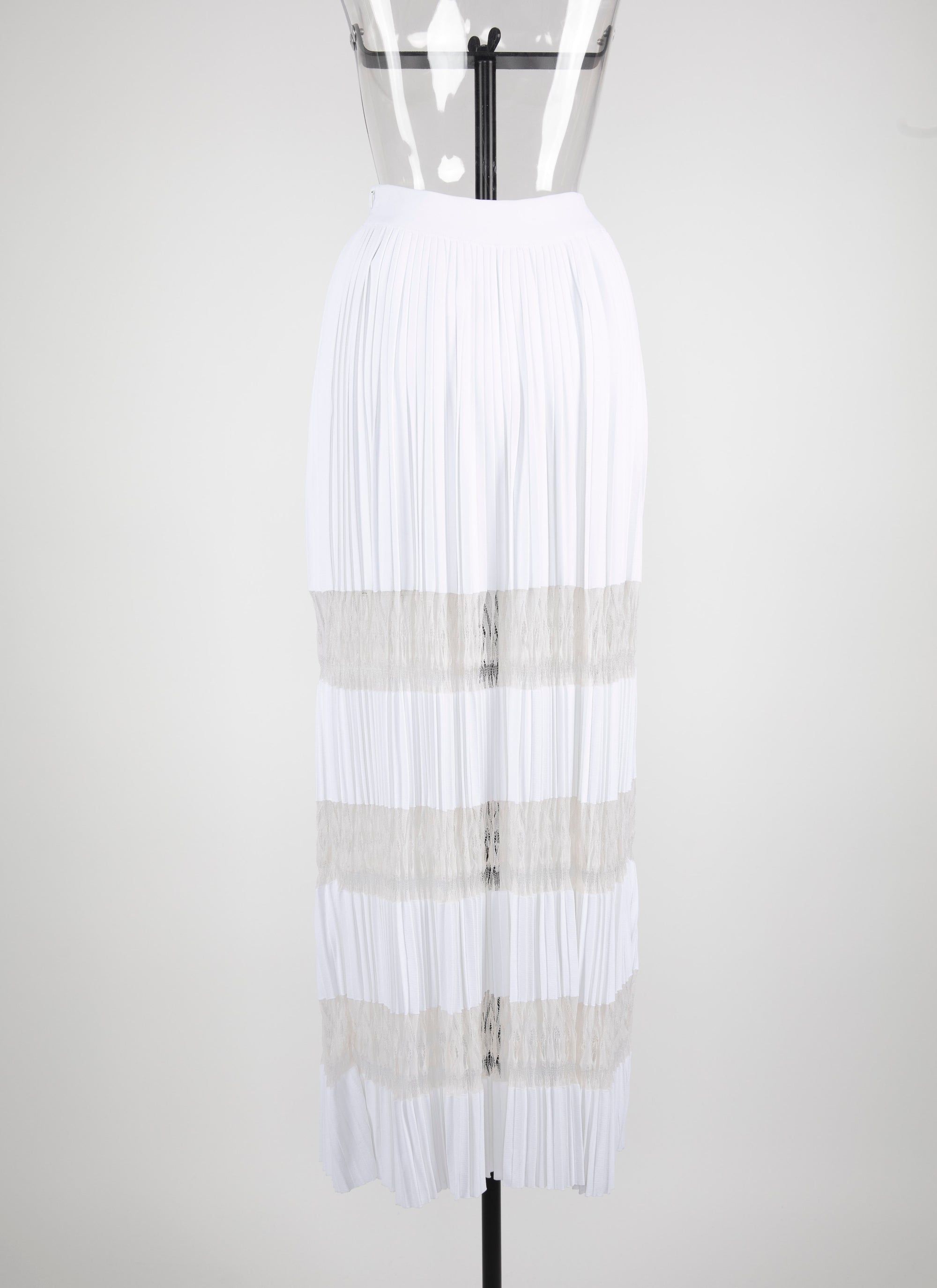 Pleated mesh maxi skirt - White