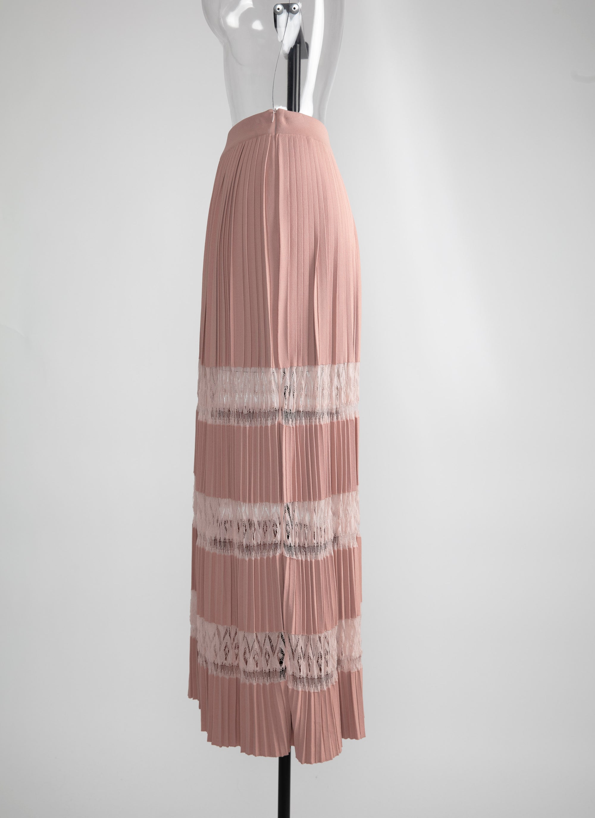 Pleated mesh maxi skirt - Flesh Pink