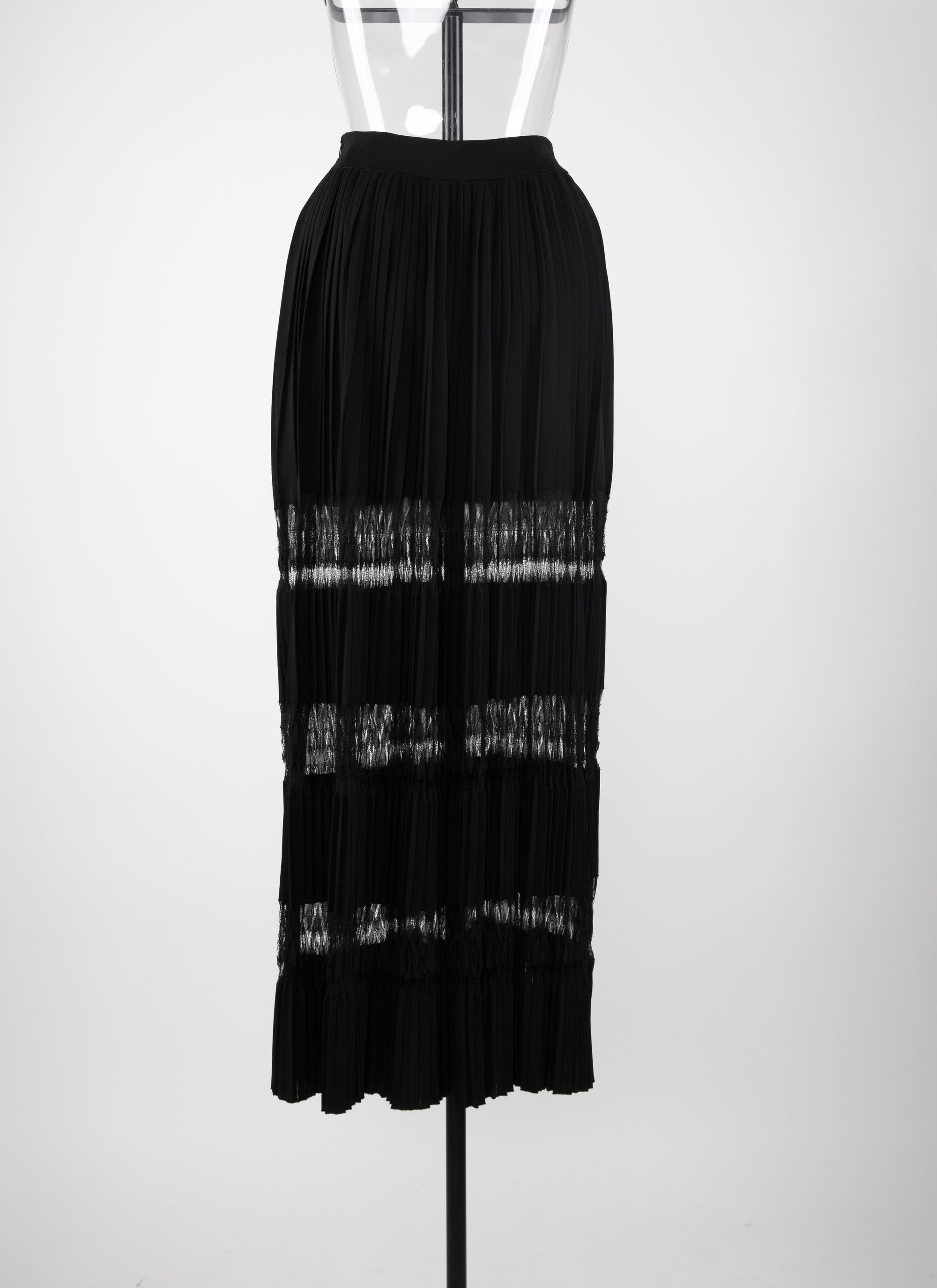 Jupe longue à plis en maille - Noir