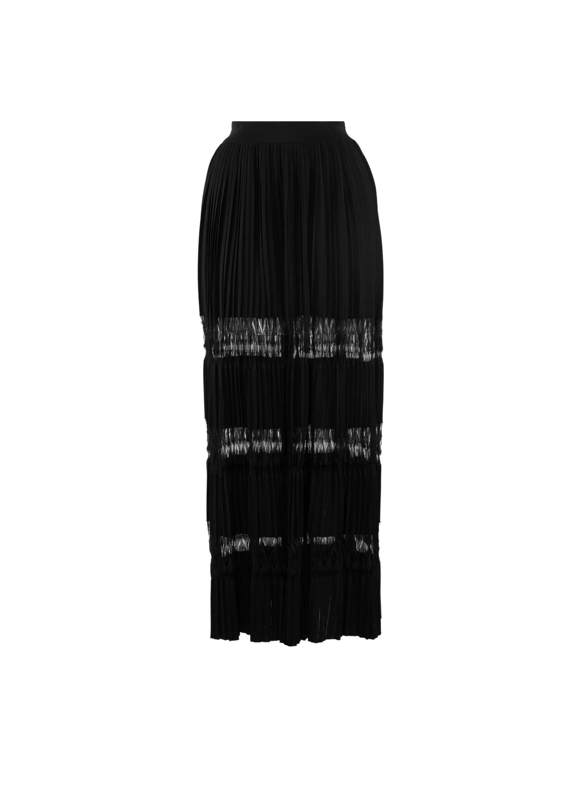 Jupe longue à plis en maille - Noir