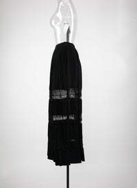 Jupe longue à plis en maille - Noir