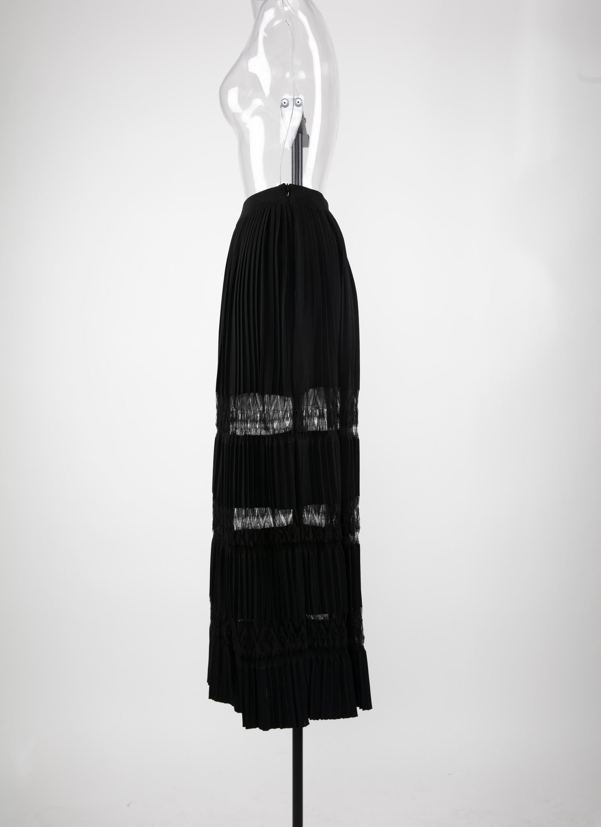 Jupe longue à plis en maille - Noir