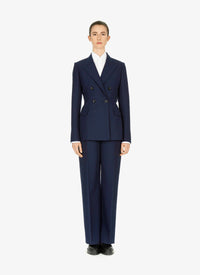 Pantalon droit à taille haute en laine - Noir