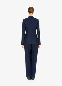 Pantalon droit à taille haute en laine - Noir