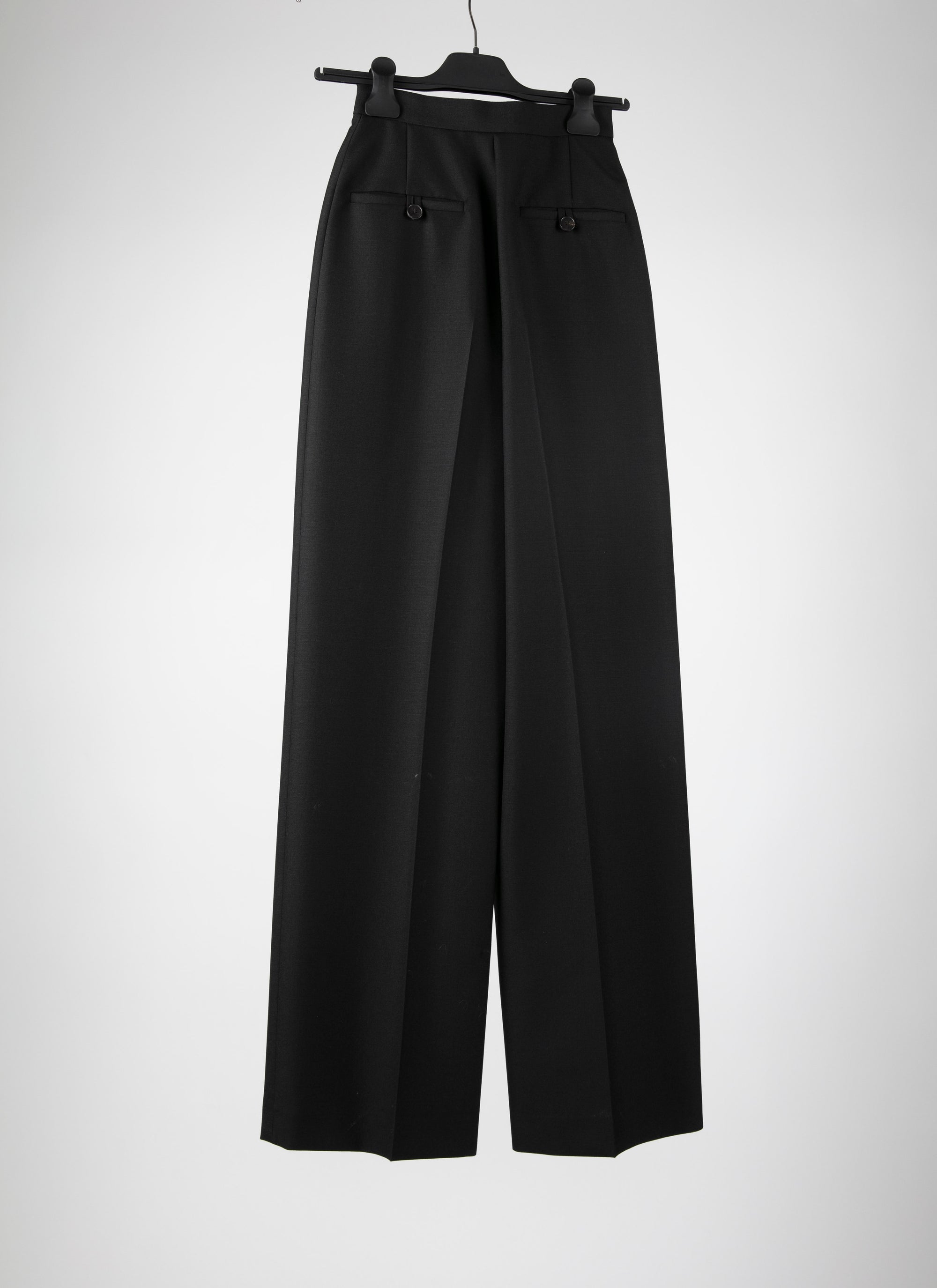 Pantalon droit à taille haute en laine - Noir