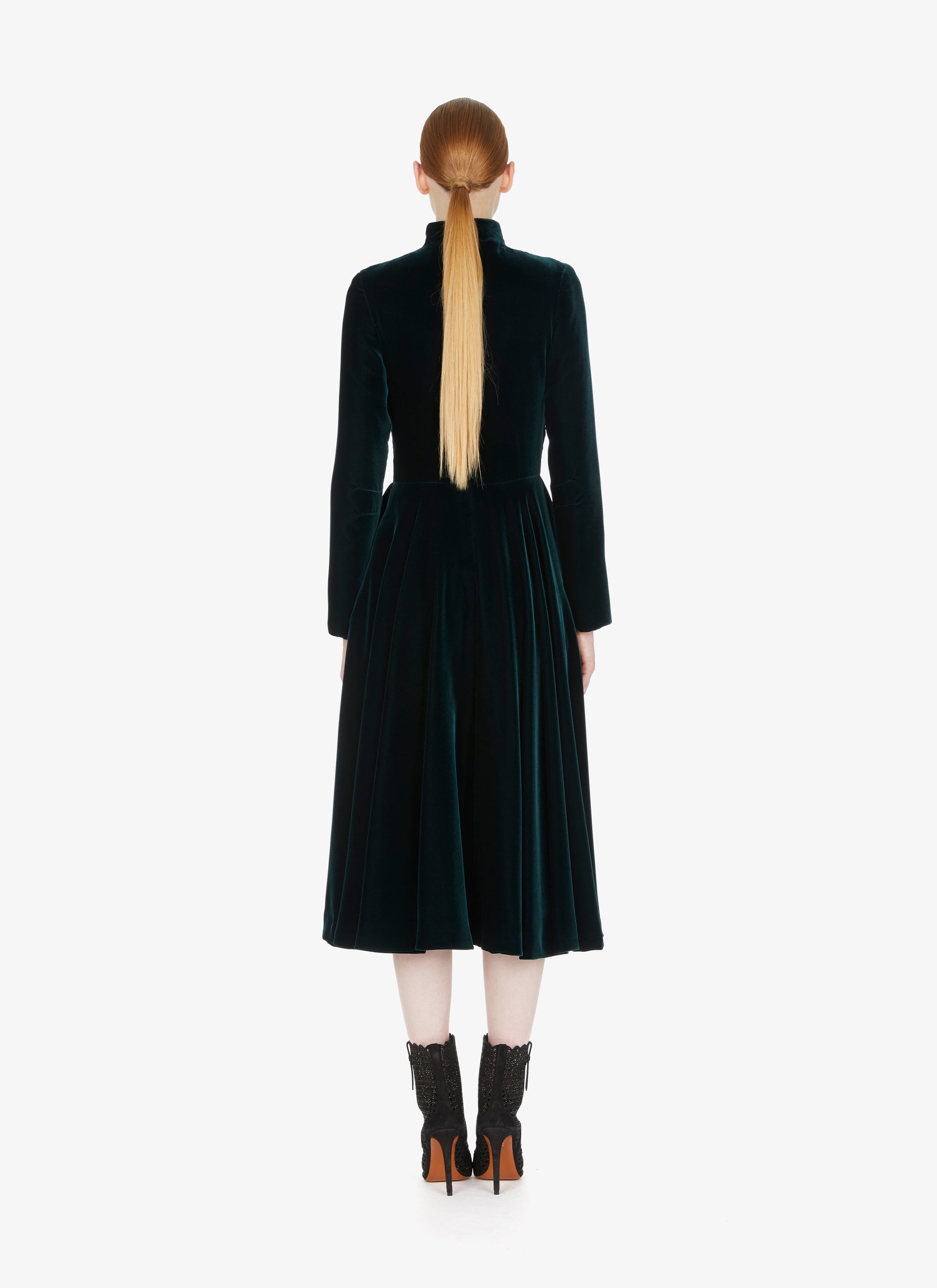 Robe longue fluide en velours - Foret