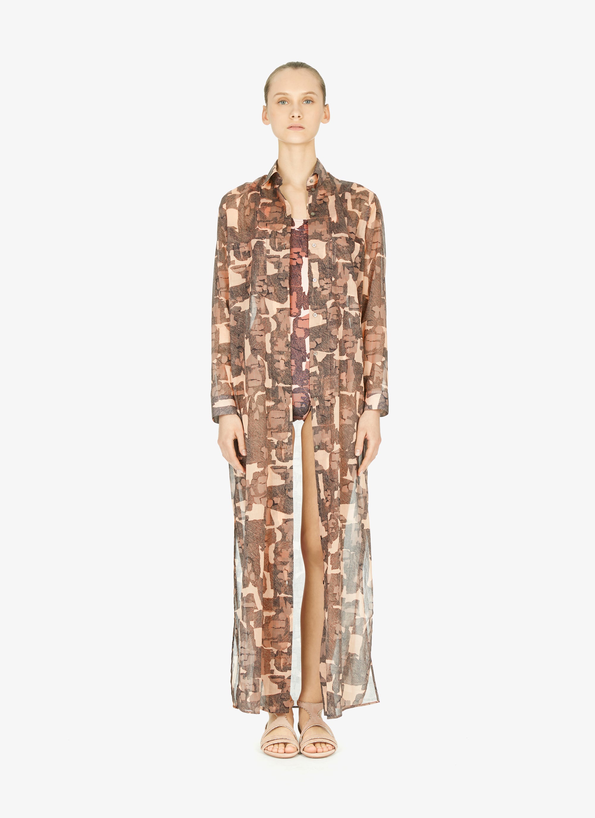 Shirt dress - Flesh & Beige