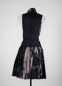 Robe évasée à imprimé floral en soie - Bleu & Chair