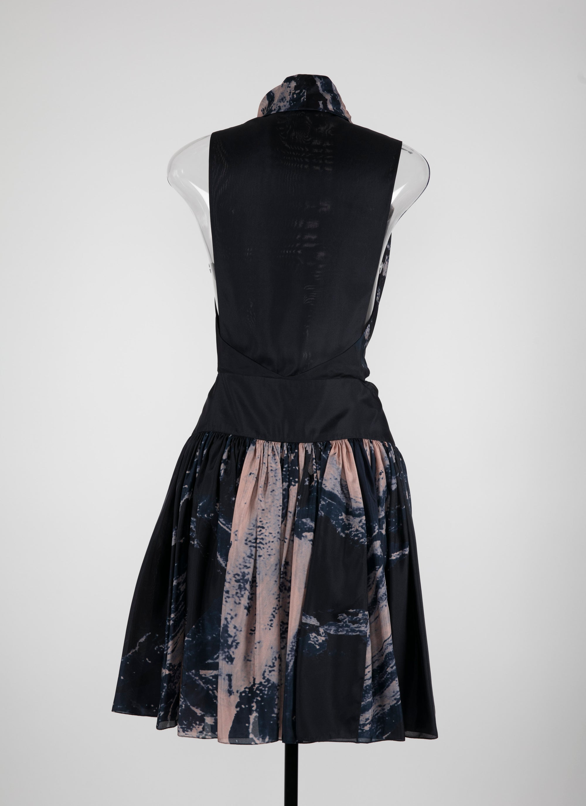 Robe évasée à imprimé floral en soie - Bleu & Chair