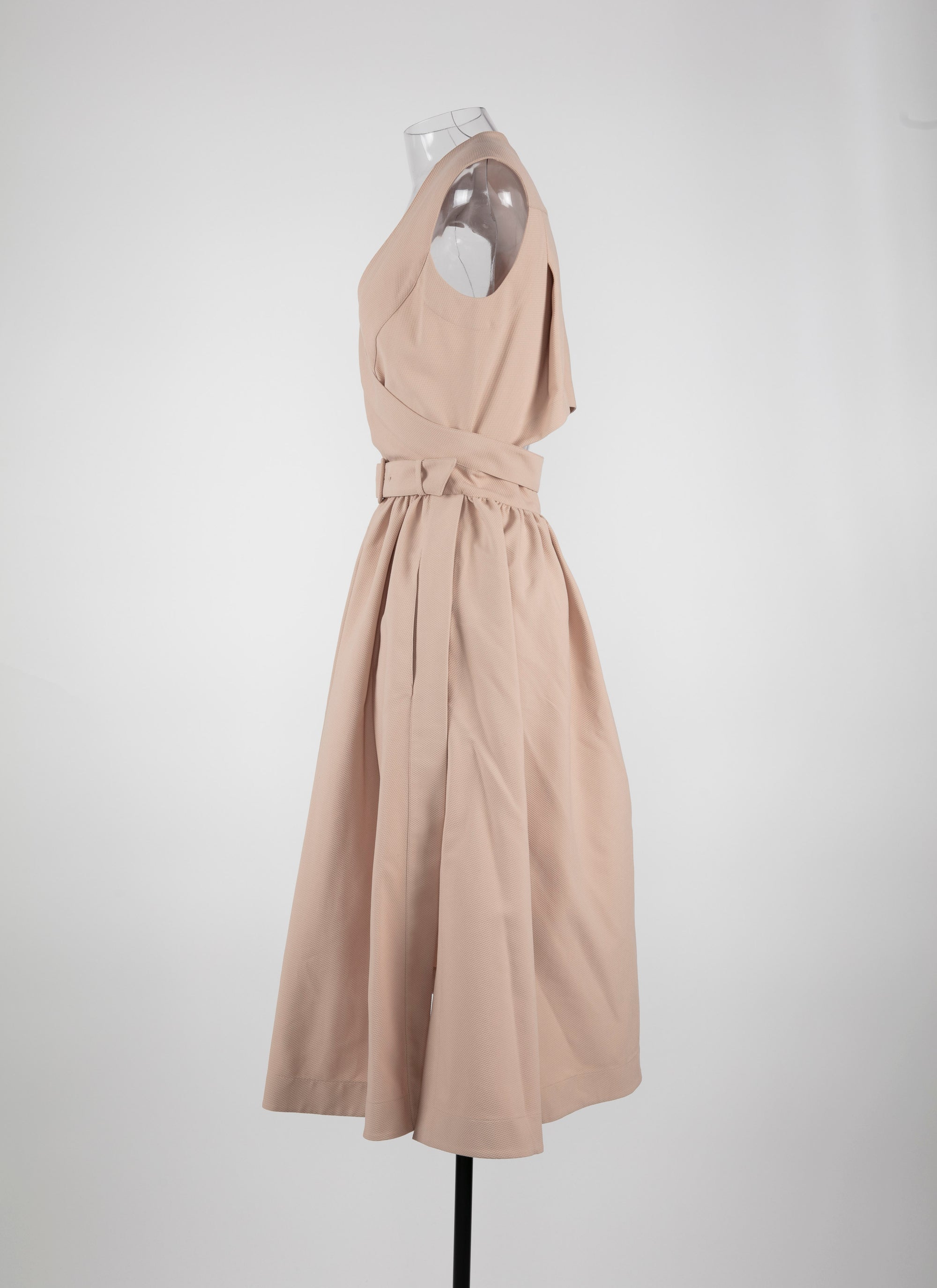 Robe plissée à effet cache-cœur - Beige Clair