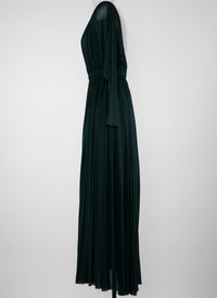 Long-sleeved draped dress - Dark Petroleum