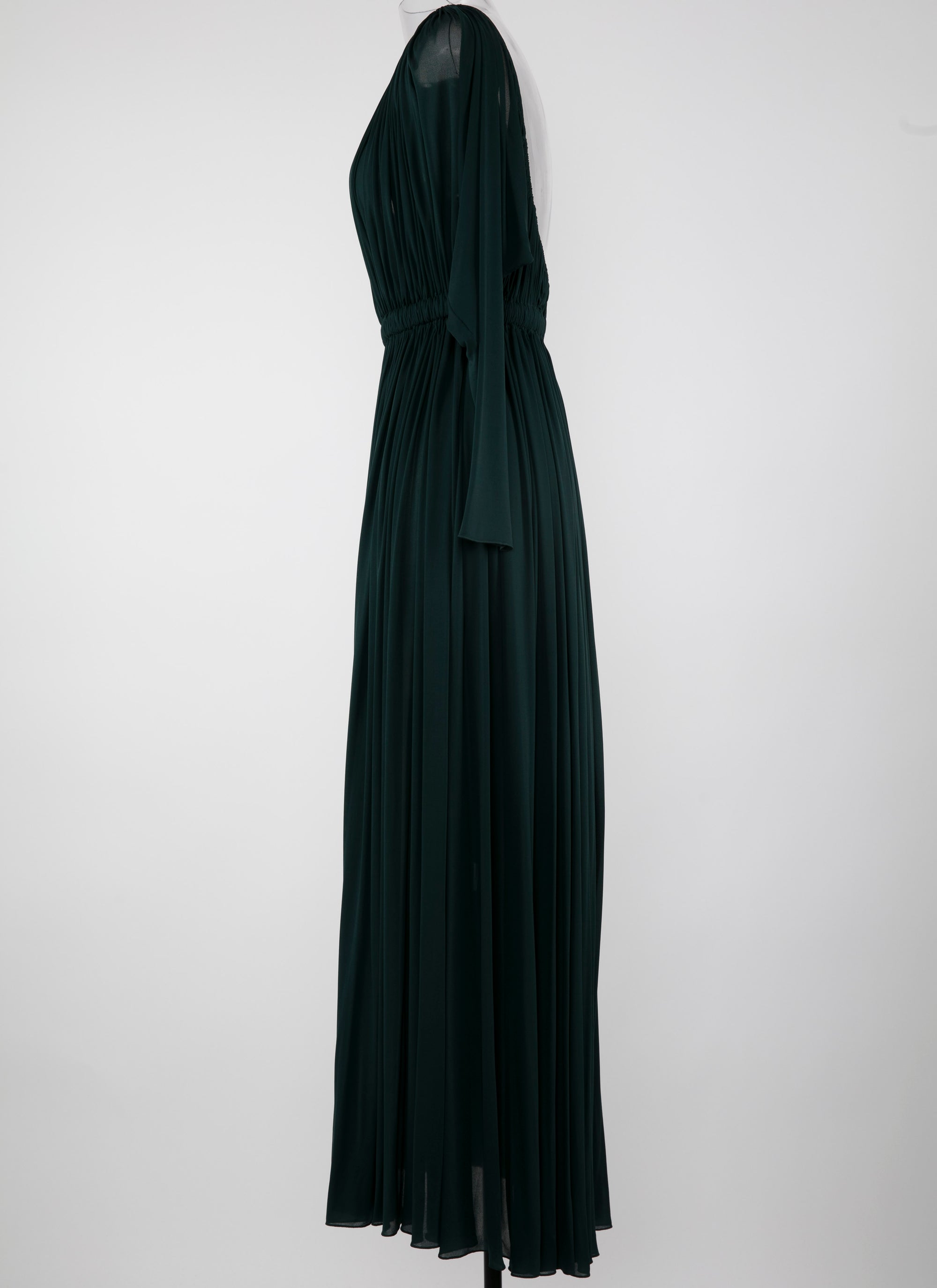 Long-sleeved draped dress - Dark Petroleum