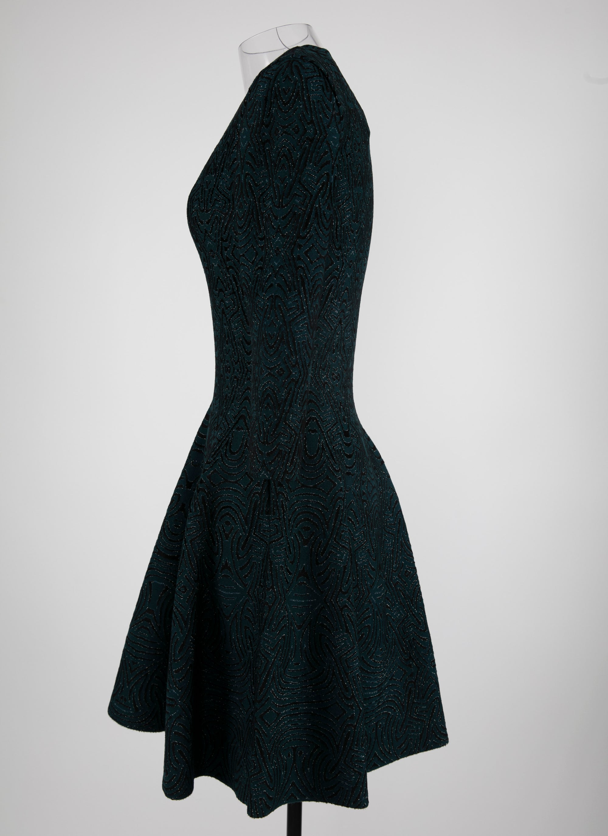 Apolima knitted 3/4 sleeve dress - Green & Black