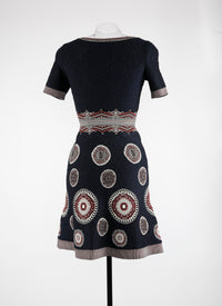Round knitted flared dress - Night & Bordeaux