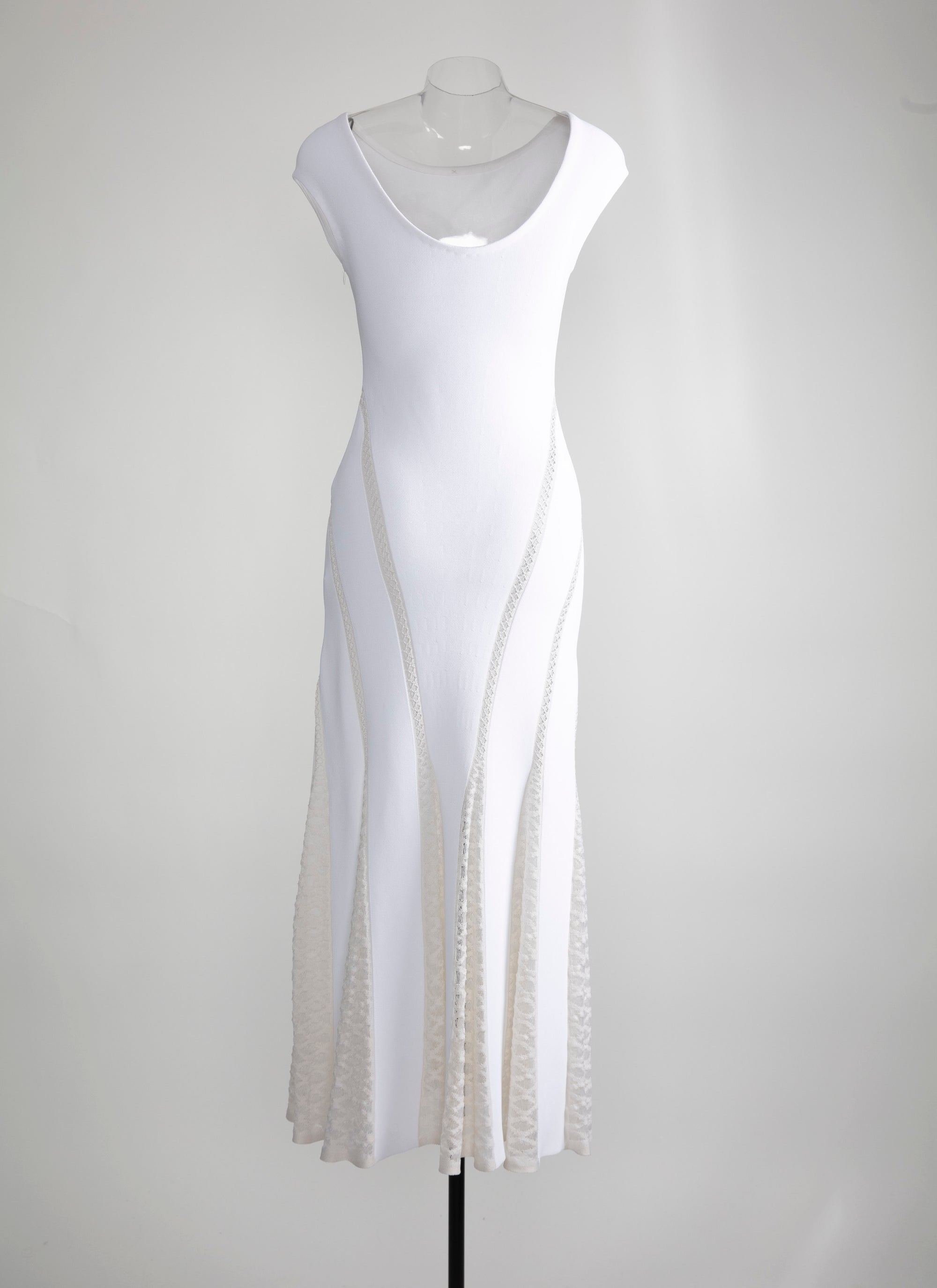 Knitted boat neck maxi dress - White