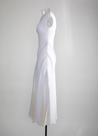 Knitted boat neck maxi dress - White