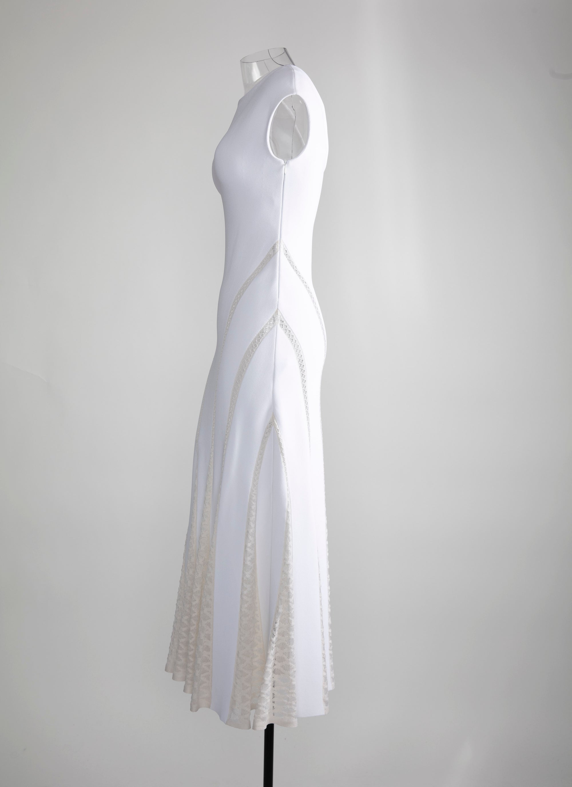 Knitted boat neck maxi dress - White