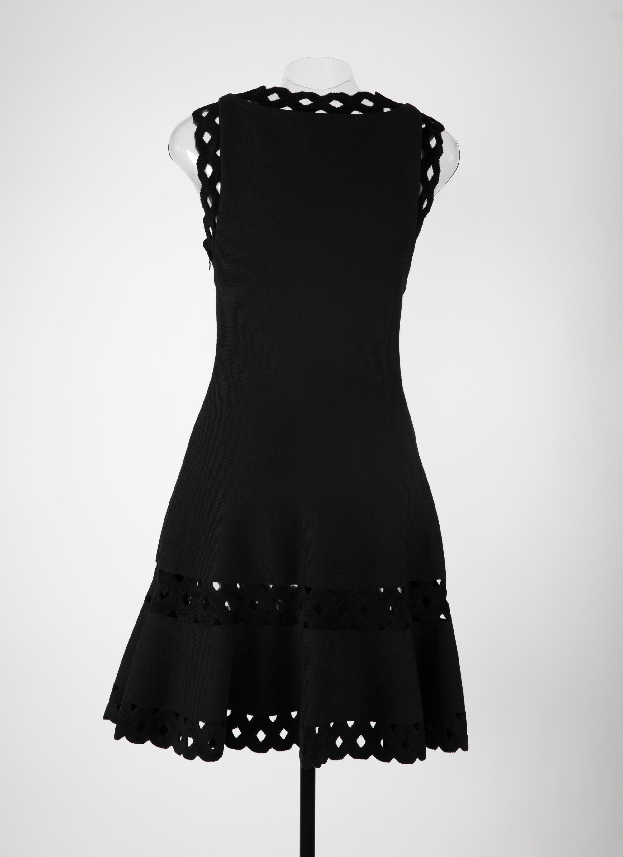Loden wool sleeveless short dress - Black