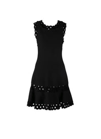 Loden wool sleeveless short dress - Black