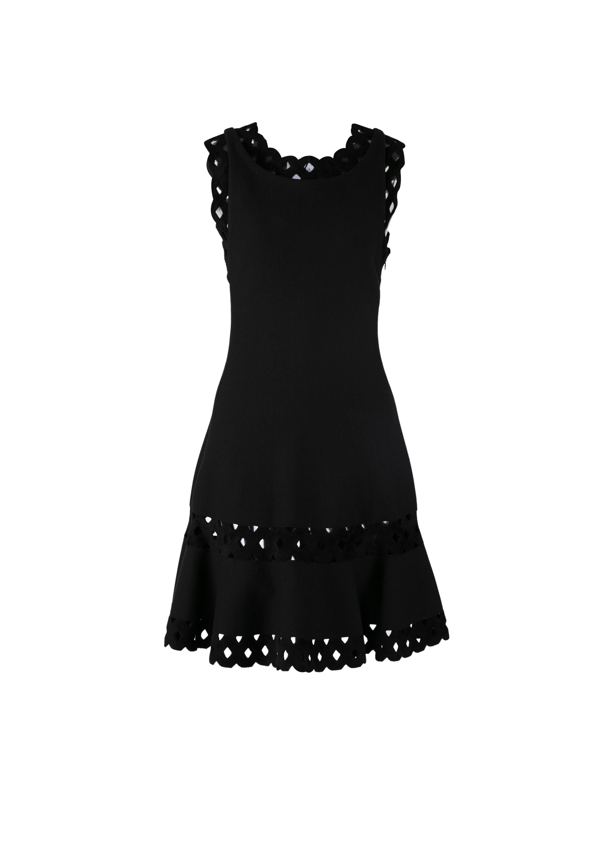 Loden wool sleeveless short dress - Black
