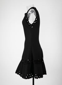 Loden wool sleeveless short dress - Black