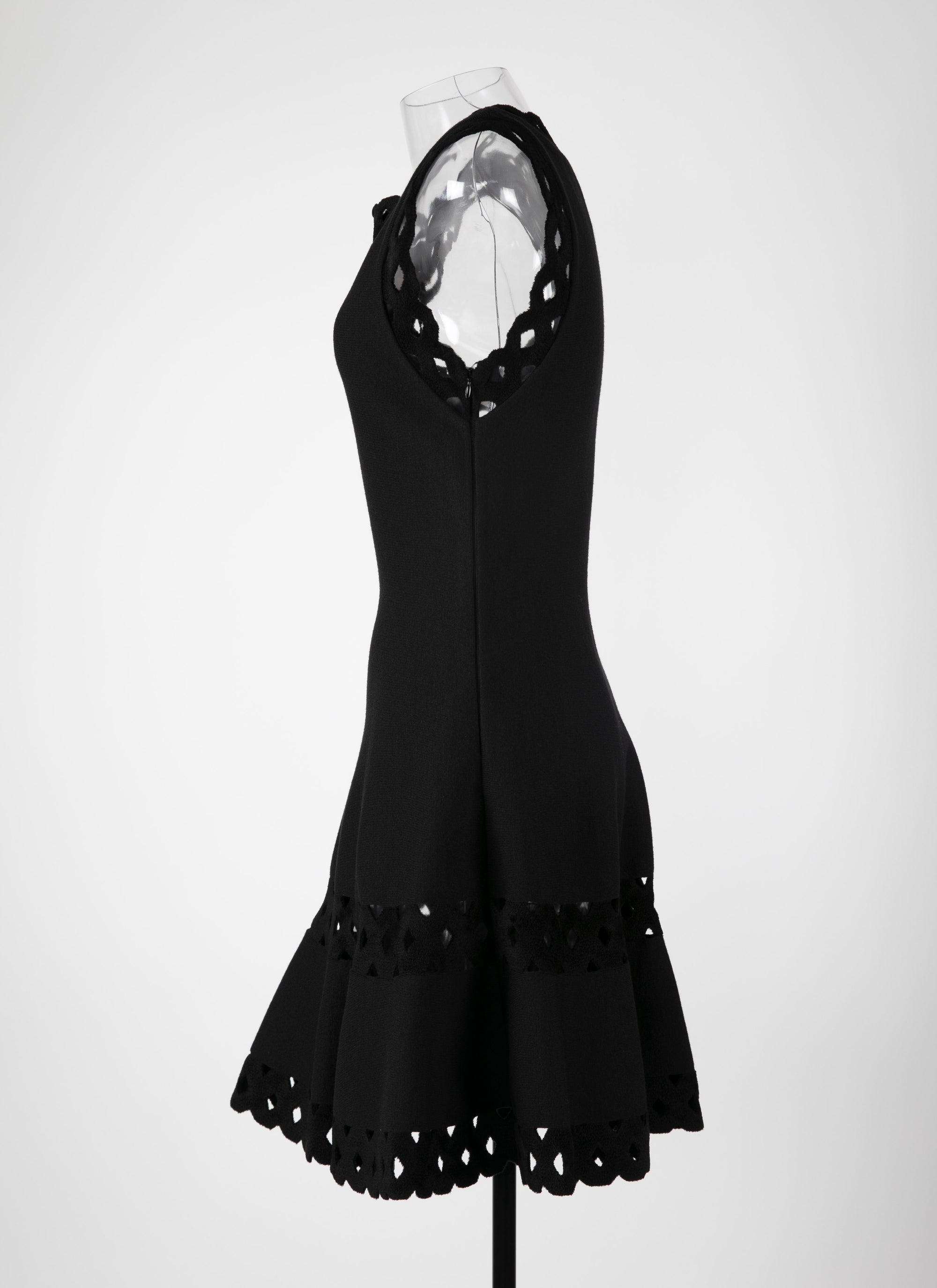 Loden wool sleeveless short dress - Black