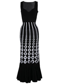 Strapless knitted maxi dress - Black & White