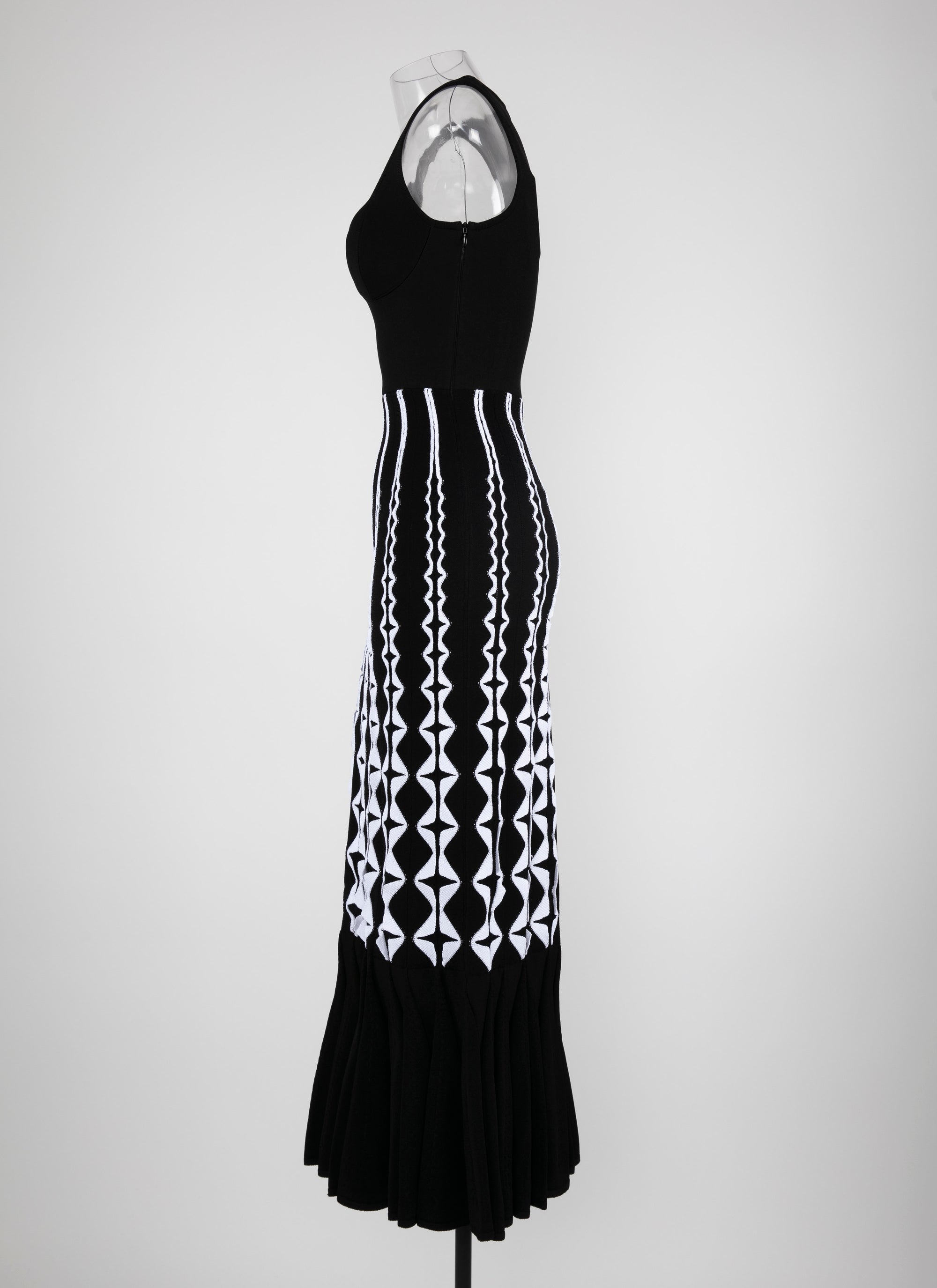 Strapless knitted maxi dress - Black & White