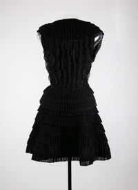 Silk frill sleeveless mini dress - Black
