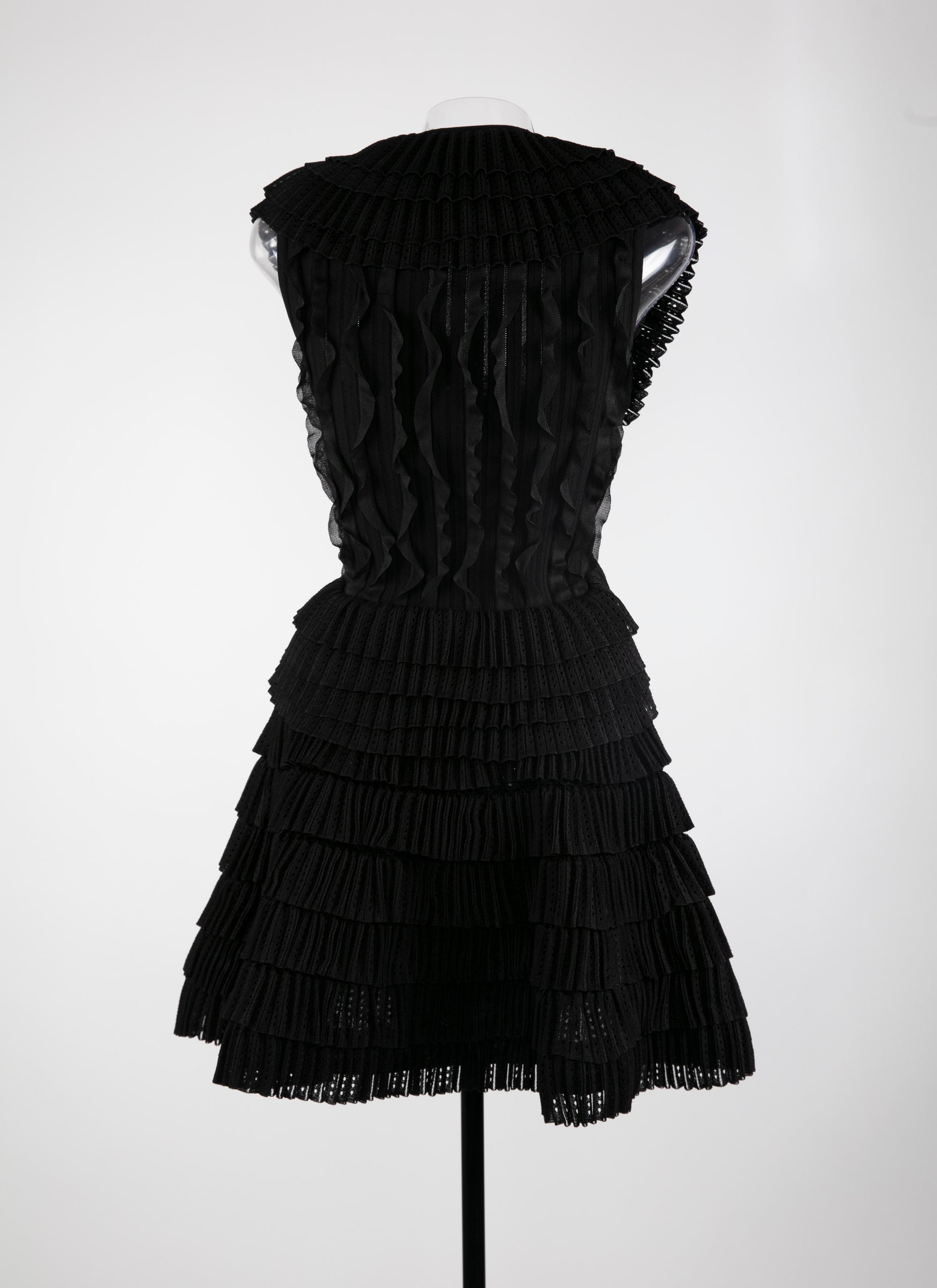 Silk frill sleeveless mini dress - Black