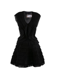 Silk frill sleeveless mini dress - Black