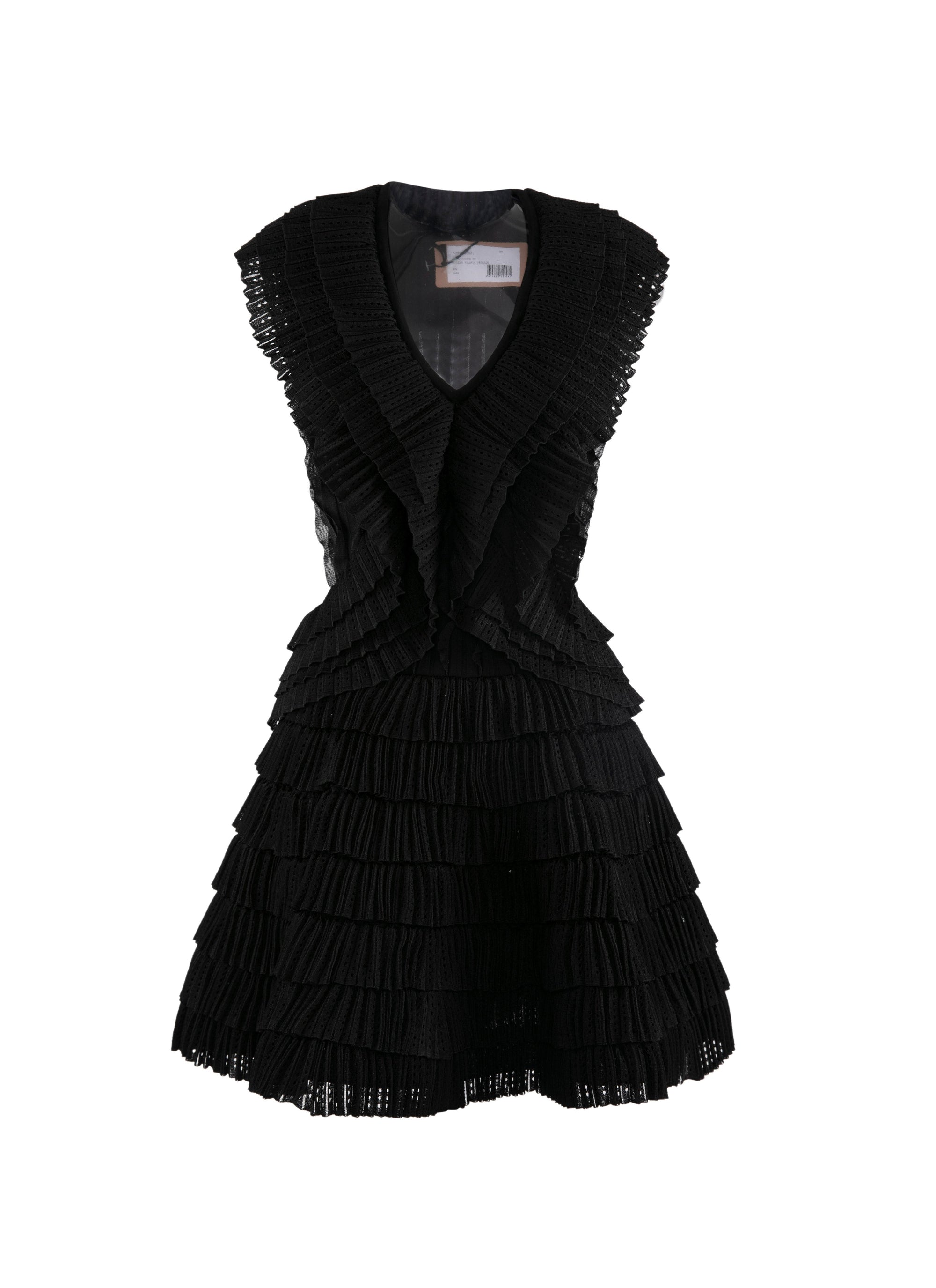 Silk frill sleeveless mini dress - Black