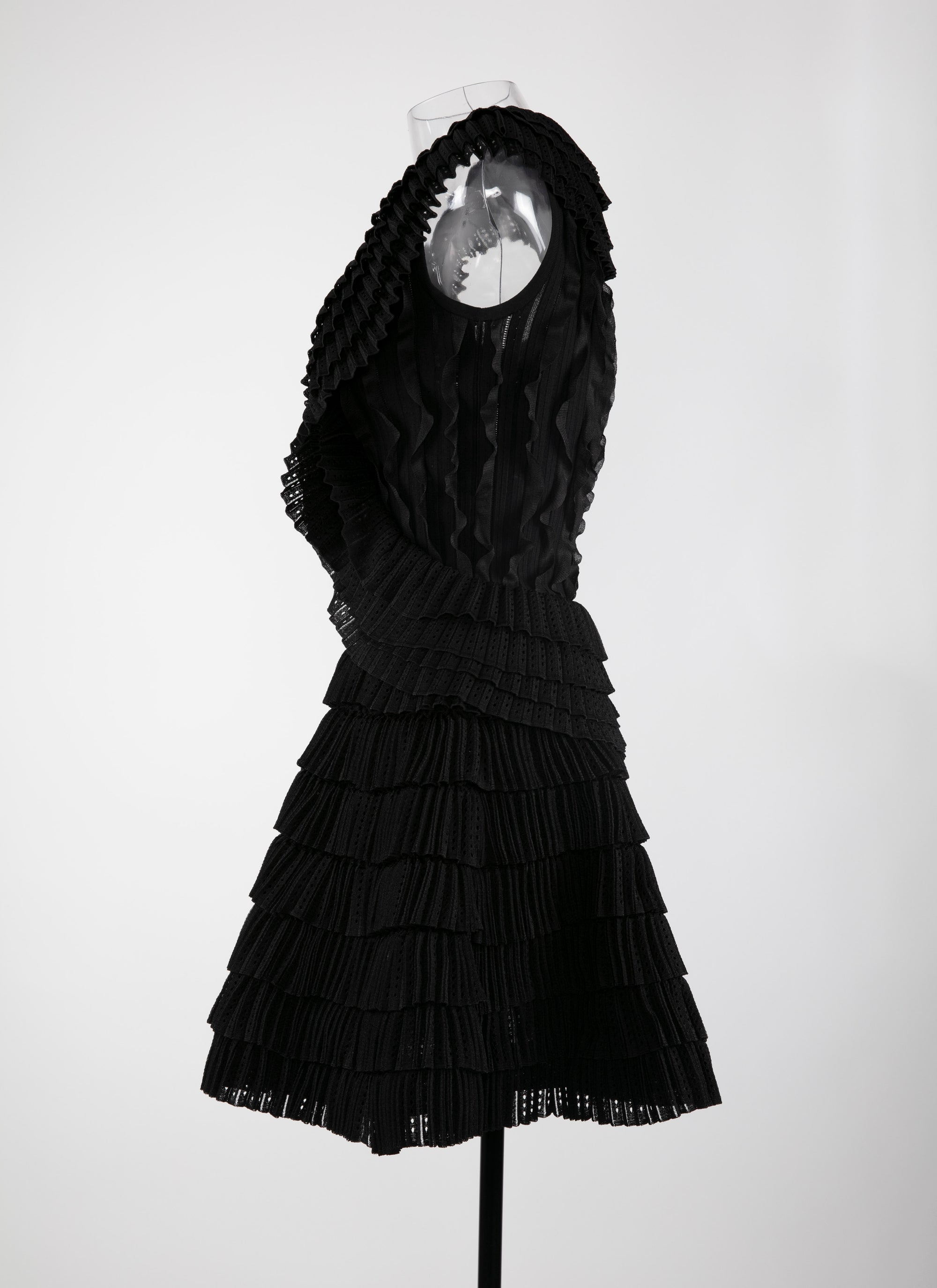Silk frill sleeveless mini dress - Black