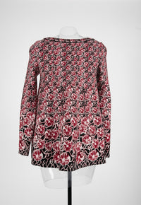 Tunique évasée en jacquard de laine - Rouge & Nude
