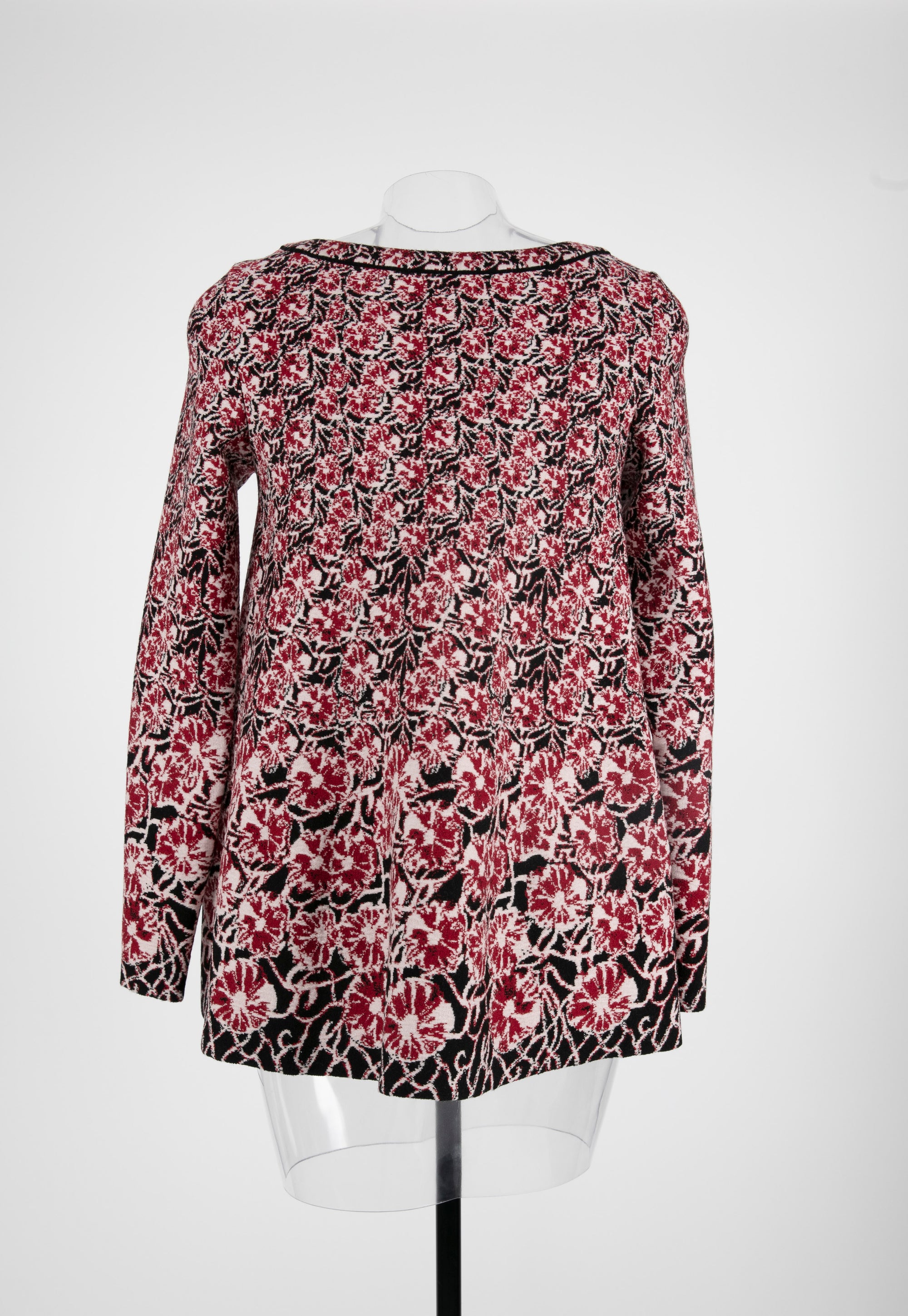 Tunique évasée en jacquard de laine - Rouge & Nude